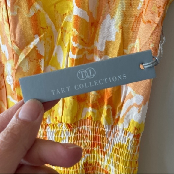 Tart Orange, Yellow, White Tiered Ruffle Kallie Sunset Cloud Dress - Picture 6 of 10